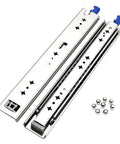 Heavy Duty Ball Bearing Drawer Slides One Pair Smooth Glide Full Extension With Auto Lock Latch and Quick Release Side Mount, 12 inch steel.