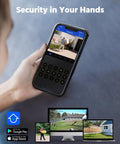 Mobile app interface of 8 Channel AI Motion Detection Wired Security System With H265 Plus 3K Lite, showing live security feeds.