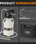 Dimensions of Pneumatic Transmission Fluid Pump And Dispenser Kit With 2.6 Gallon Tank and 15 Metal ATF Adapters case