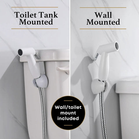 Premium Handheld Bidet Sprayer Kit for Toilet With Adjustable Flow, Easy Install Bidet Set, Wall and Toilet Mount Options