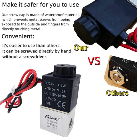 One Quarter Inch DC Twenty Four Volt Two Way Normally Closed Pneumatic Aluminum Solenoid Valve comparison with other valves