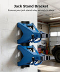 Beefy Heavy Duty Jack Stands Wall Mount Storage Racks For Garage, 16 Inch Steel Organizer, installed in garage