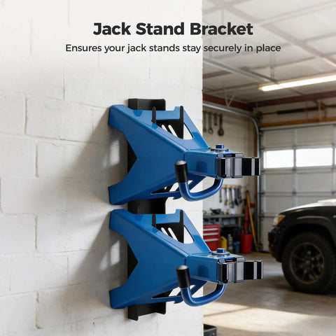 Beefy Heavy Duty Jack Stands Wall Mount Storage Racks For Garage, 16 Inch Steel Organizer, installed in garage