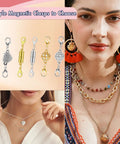Lobster Clasp Necklace Clasp Extender Kit Grab And Go 14K Gold And Silver Finishes For Necklaces And Bracelets Easy To Use Jewelry Closures 12 Pack Silver Ball displayed in use on necklaces and shown in styles.