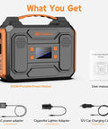 Power Station 300W Solar Generator 280Wh Portable Outdoor Power Bank with accessories and user manual.
