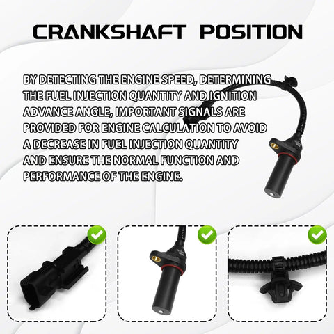 Crankshaft Position Sensor Replacement OEM 39180-2B000 391802B000 SU13885 For Hyundai Kia Dodge Engine Sensor Direct Fit High Quality Fits Tucson Accent Rio Soul And More Cars, black wired sensor