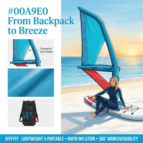 Inflatable Kite Surfing Sail And Wing Foil Board Set With Pump Dope 3.2 Square Meters PVC Wing Shaped Board For Surfing