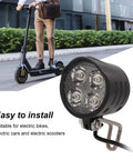 Bright LED Headlight For Electric Bikes And Scooters With Built In Horn Four LED Front Lights For Night Riding Waterproof Front Lamp