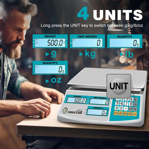 Beefy Counting Scale With 30kg/66lb Capacity And 0.1g Precision For Parts, Jewelry, And Coins displayed on a table.