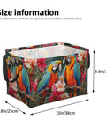 Gigantic 15 Inch Fabric Storage Basket With Strong Handles, Monster 24 Liter Closet Organizer Basket, Solid Polyester Sorting Bin To Keep Your Space Legit Crisp with parrot print.