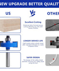 Top Shelf Four Piece Rabbet Router Bit Set With One Quarter Inch Shank and Six Interchangeable Bearing Inserts for Smooth Fine Carpentry Work, comparison of cutting efficiency.
