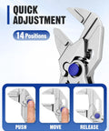 Mini Pliers Wrench 4 Inch With Smooth Parallel Jaws, Tough Alloy Steel Adjustable Pliers featuring quick adjust mechanism