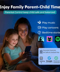 Mother and child using an Android MP3 Player With Bluetooth And WiFi 4.5 Inch IPS Touchscreen with parental controls settings visible.