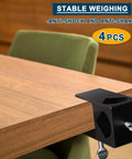 4 Pack Metal Black Deck Clamp For Torches And Railings, heavy duty mount attached to a table edge, anti-shock feature visible.