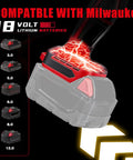 Compatible with Milwaukee 18V batteries chart for Cordless Leaf Blower For 18V Batteries 720 CFM 180 MPH Handheld Brushless Dust Blower