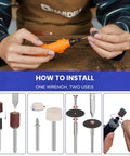 Must-Have Rotary Tool Bits Kit For Dremel And Other Brands, 508-Piece Universal Set showcasing tool installation process.