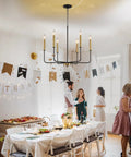 Brushed Gold 8 Light Sputnik Chandelier Pendant Ceiling Light for Dining Room Kitchen Bedroom Modern Mid Century Style 26 Inch Hanging Fixture
