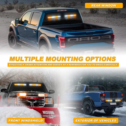 Heavy Duty 2 In 1 Emergency Strobe Light Bar With Hella Bright Amber And White Warning Beacon Tough Windshield Or Dash Mount For Trucks Construction And Roadside Safety Gear