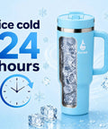 40 Oz Double Wall Insulated Travel Tumbler With Detachable Paracord Handle And Leakproof Lid Keep Drinks Iced Cold All Day Long