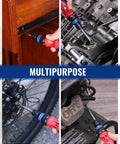 Using Ratcheting 12 In 1 Screwdriver Set With Quick Load Mechanism on wood furniture, bicycle, and engine parts for DIY projects.