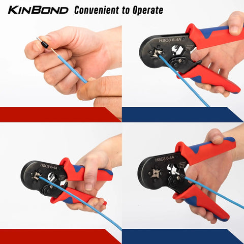 Self Adjusting Crimp Tool Kit With 1200 Ferrule Connectors, Red And Black Ratcheting Wire Crimper For Electrical Terminals in use