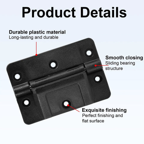 Replacement Igloo Cooler Hinges 2 Pack For 150 To 165 Qt Coolers Oversized Mechanical Hinges With 12 Stainless Steel Screws Durable Plastic Construction Built To Last For Camping And Outdoor Freezers And Ice Chests close-up of black hinge with smooth closing feature and exquisite finishing.