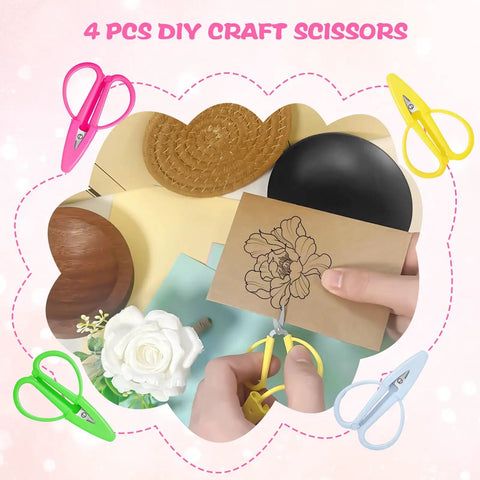4 Pack Mini Scissors Set With Color Covers Small Sharp Scissors for Travel Crafts Sewing Embroidery DIY On The Go, yellow scissors in use