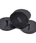 Set of BMW Floor Mat Fasteners 4 Pack Replacement Clips With T Hook Anchors For Velour Carpet, shown in black PA plastic