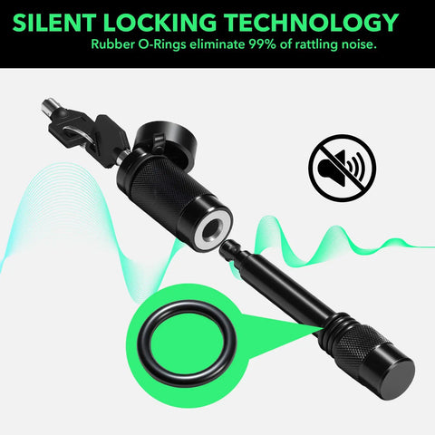 Beefy Trailer Hitch Pin Lock for Class III/IV Receivers 2.5 to 3 Inch, 5/8 Inch Shackle, Anti Theft and Anti Rattle Lock Black