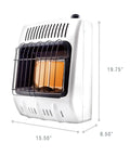 Side view of 10,000 BTU Vent Free Radiant Propane Heater With Piezo Ignition, Heats Up To 300 Sq Ft, Indoor Safe No Power Needed