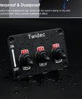 Beefy Three Gang Rocker Toggle Switch Panel With Aluminum Plate Waterproof Boot Cap Cover 16A 250V AC And 12V DC SPST