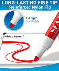 Chisel Tip Dry Erase Markers With Magnetic Whiteboard Eraser 36 Bulk Pack in four colors showing red line on whiteboard