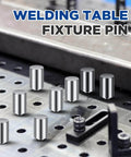 Ten Pack Welding Table Fixture Pins Five Eighths Inch By One Inch By One And A Half Inch Stop Alignment Square on metal table