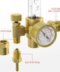 Argon And CO2 MIG And TIG Flow Meter Gas Regulator Gauge With 8 Foot Hose, Leakproof CGA 580 Inlet, brass construction