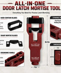 Heavy Duty Adjustable Aluminum Door Hinge Jig And Lock Installation Kit Featuring Precision Mortise Template for Latch Mortising details.