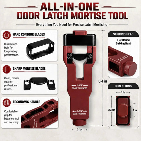 Heavy Duty Adjustable Aluminum Door Hinge Jig And Lock Installation Kit Featuring Precision Mortise Template for Latch Mortising details.
