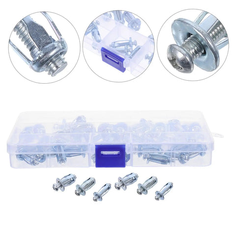 35-Piece Petal Expansion Nut Bolts Set M4 M5 M6 For Hollow Wall And Iron Skin Fastening Heavy Duty Hardware Kit With Quick Install And Reliable Hold For Home Repairs And DIY Projects. Metal expansion bolts in storage box