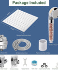 High Pressure 8 Inch Rainfall Filter Shower Head With Replaceable Cartridge Removes Chlorine Fluoride And Hard Water Substances Chrome Square Mount Improves Skin And Hair Experience set