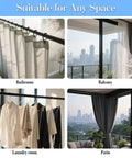 Heavy Duty Tension Curtain Rod 48 To 140 Inch No Drilling Easy Install Extra Long Shower Rod For Closet Bathroom Windows Black Steel in various home settings