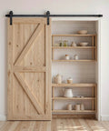 Heavy Duty Sliding Barn Door Hardware Kit for 36 to 40 Inch Doors, 330 Lbs Capacity, installed on wooden pantry door