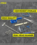 16 Piece Watch Repair Toolkit With Pin Remover Pliers Screwdrivers Case Opener Tweezers Hammer Pin Punches Belt Block On Display