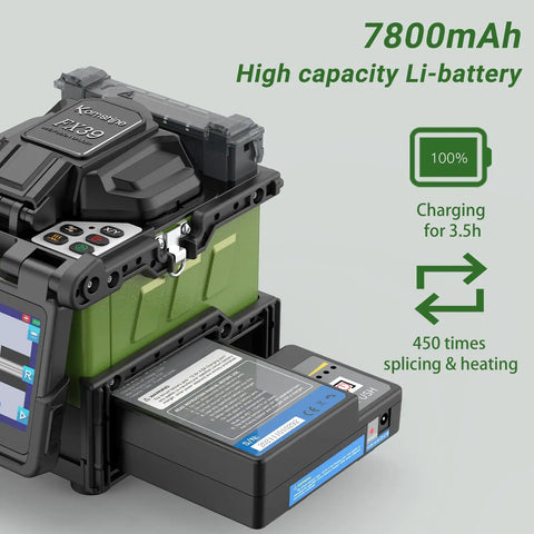 FX39 Fusion Splicer Fiber Optic 6 Second Fast Splice Core Alignment with 6 Motors Touch Screen Battery Power Meter 7800mAh