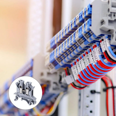 20 Pack Rail Mount Screw Terminal Blocks With Fuse Holder And Wire End Brackets Stopper Din Rail Compatible For DIY Electronics Circuits Machines And Appliances Durable PA66 Housing Copper Alloy Nickel Plated Screws on DIN rail