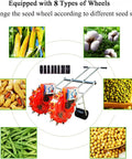 Double Row Hand Push Garden Seeder Roller Seeding And Fertilizer Applicator Manual Seeder Row Planter with 8 seed outlets