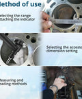 Precision Dial Bore Gauge 0.7 To 6 Inch Range With 6 Inch Depth, 0.0005 Inch Accuracy, 23 Anvils, Chrome Plated Handle being used