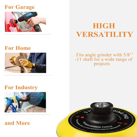 5 Inch Hook And Loop Backing Pad For Grinder With 5 By 8 By 11 Threads, 5 Inch Sanding Pad, Buffing And Polishing Attachment, Durable Polyurethane, Easy Install, Perfect For Faster Sanding And Finishing On Metal And Wood, 1 Pack