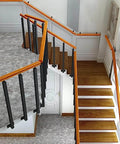 Top-Shelf Black Metal Railing Spindles With Adjustable Banister Columns For Deck Steps And Stairs Square Baluster Posts offering sturdy support on staircase.