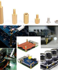 Raspberry Pi All-In-One Spacer Kit 160 Pieces M2.5 Brass Standoffs Nuts Screws Set For Raspberry Pi 4 Model B 3B 3B Plus Zero W 2B And More Easy Install Pro Accessories with images of brass standoffs and installed boards.