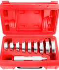 10 Piece Bearing Press Kit With Universal Race And Seal Driver Set Includes 9 Adapters And Red Seal Driver in red case