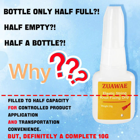 Clear Jewelry Glue For Elastic String With Built-In Brush, Quick-Dry Craft Adhesive bottle showing half-full design.